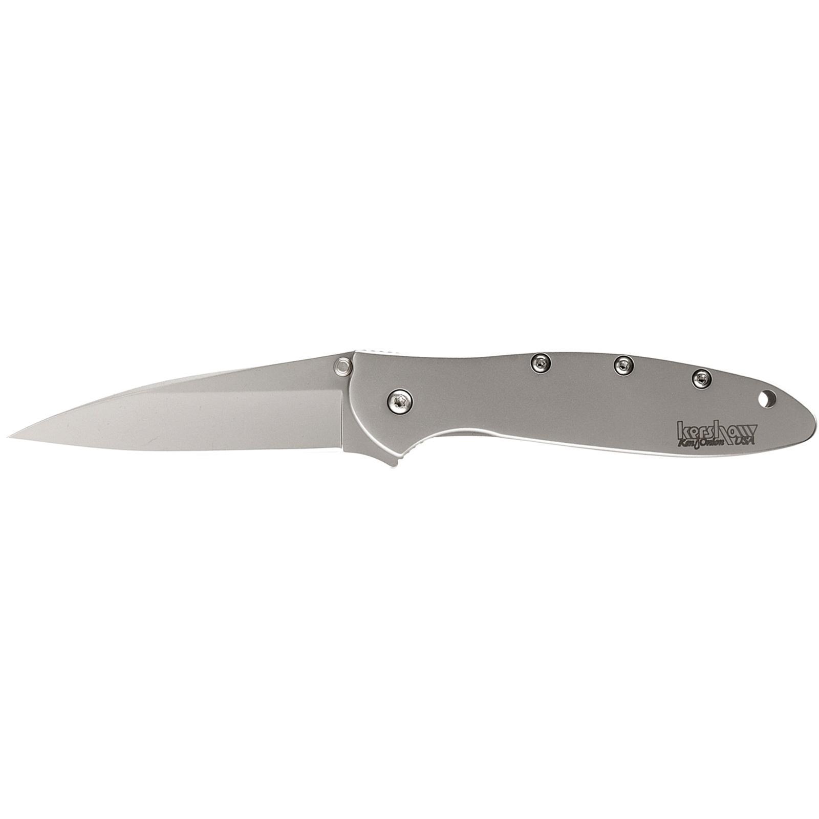 Kershaw Ken Onion Leek Folding Knife 3″ Drop Point Blade Silver