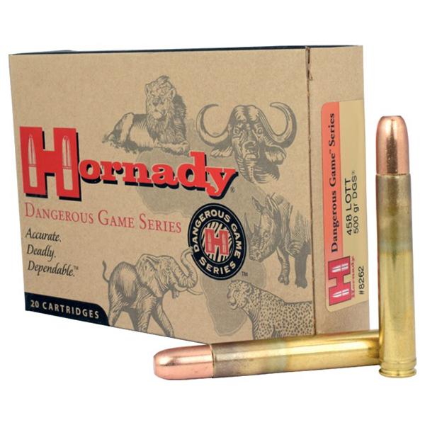 Hornady Dangerous Game Series Rifle Ammunition .458 Lott 500 gr DGS 2300 fps – 20/box