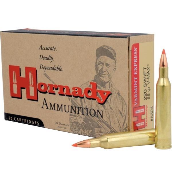 Hornady Varmint Express Rifle  Ammunition .220 Swift 55 gr V-MAX 3253 fps 20/ct