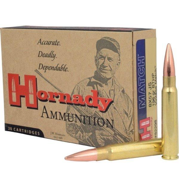 Hornady Vintage Match Rifle Ammunition 8x57mm 196 gr BTHP 2500 fps – 20/box