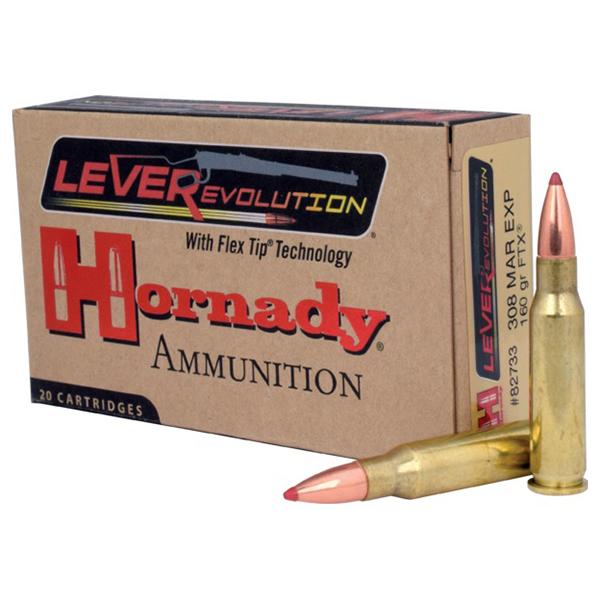 Hornady LEVERevolution Rifle Ammunition .308 Marlin 160 gr FTX 2660 fps – 20/box