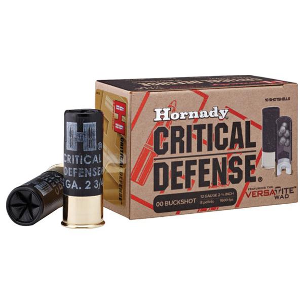Hornady Critical Defense Shotgun Ammunition 12 ga 2-3/4″ 8 plts #00 1600 fps 10/ct