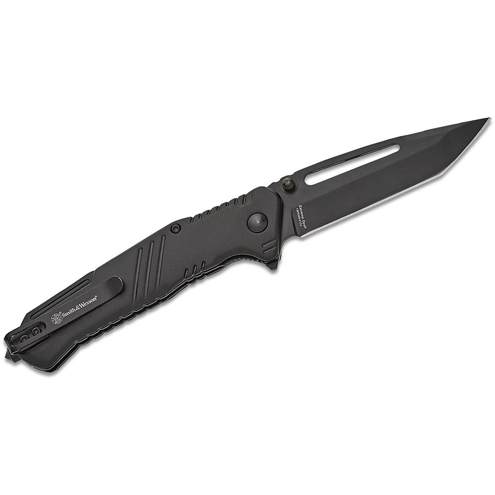 Smith & Wesson Extreme Ops Folding Knife 3-1/2″ Tanto Blade Black with Glass Breaker