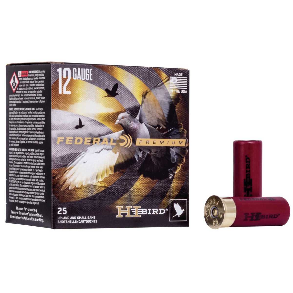 Federal Hi-Bird Shotshells 12ga 2-3/4″ 1-1/8oz 1275 fps #8 25/ct