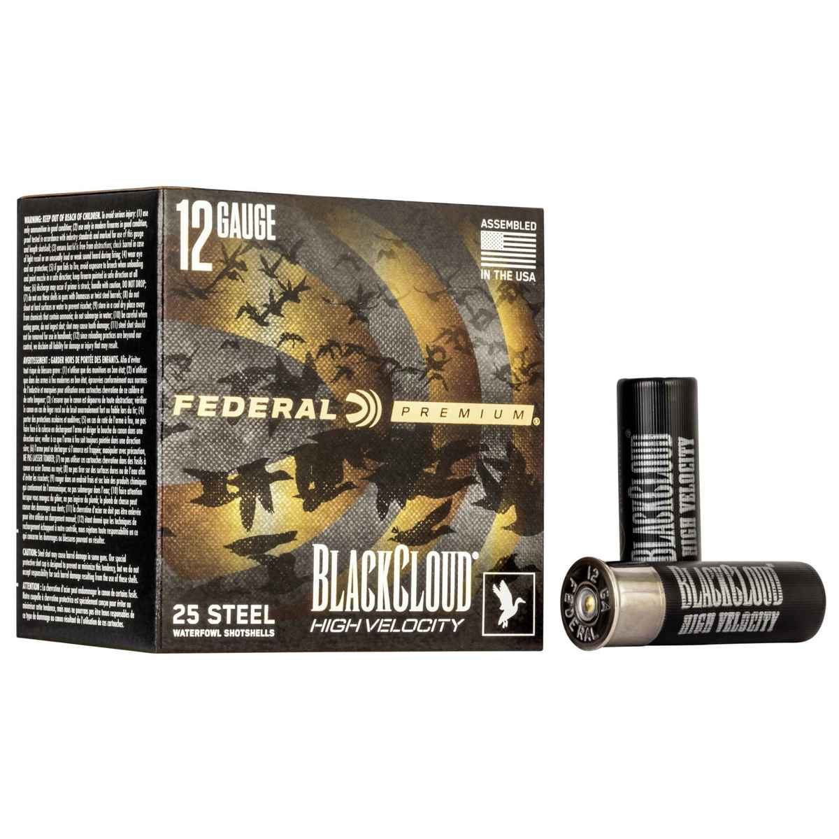 Federal Black Cloud FS Steel High Velocity Shotshells 12ga. 3″ 1-1/8oz #2 1635 fps 25/ct
