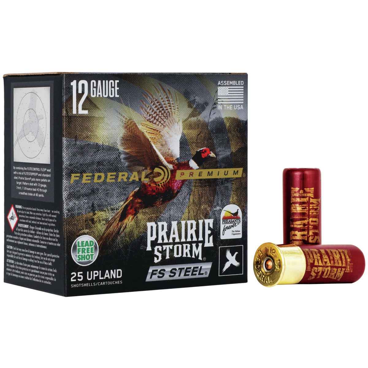 Federal Prairie Storm FS Steel Shotshells 12 ga 2-3/4″ 1-1/8oz 1350 fps #3 25/ct
