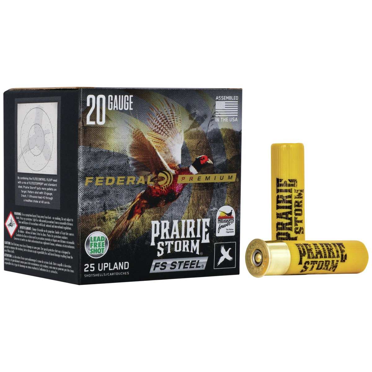 Federal Prairie Storm FS Steel Shotshells 20 ga 3″ 7/8oz #4 1350 fps 25/ct