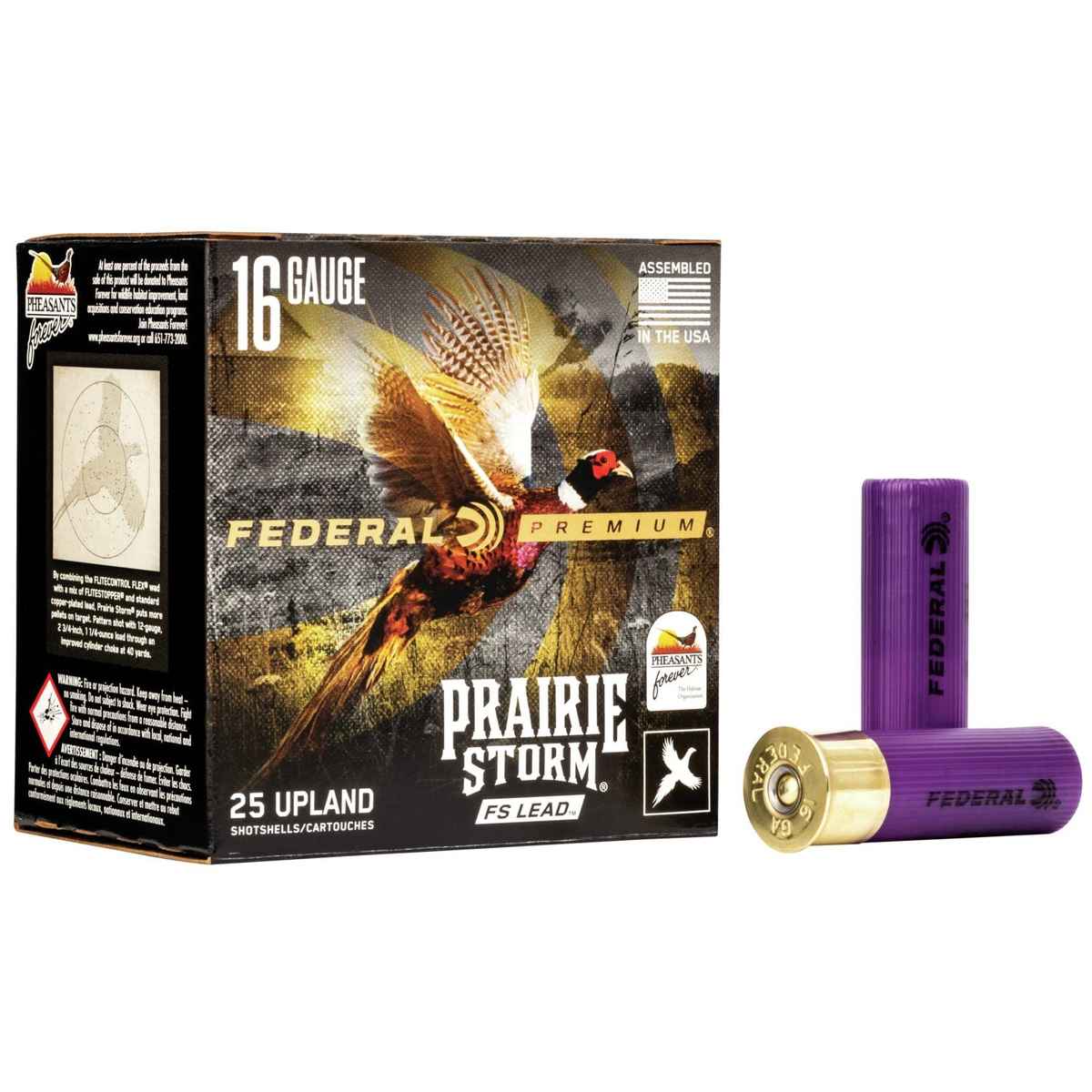 FEDERAL PREMIUM PRAIRIE STORM 16GA 2 3/4″ 1-1/8OZ 5 SHOT FS LEAD AMMO 25RD