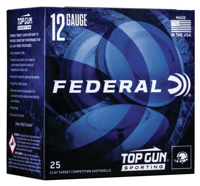 Federal Top Gun Sporting Shotshells 12 ga 2-3/4″ 1 oz 1250 fps #7.5 25/ct