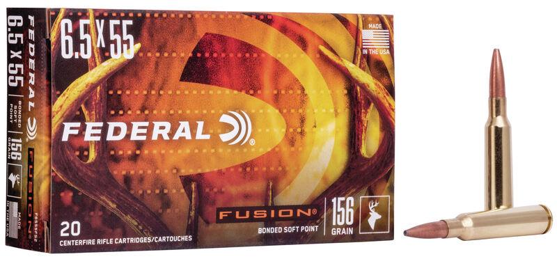 Federal Fusion Rifle Ammuniton 6.5×55 Swedish Mauser 156gr SP 2500 fps 20/ct