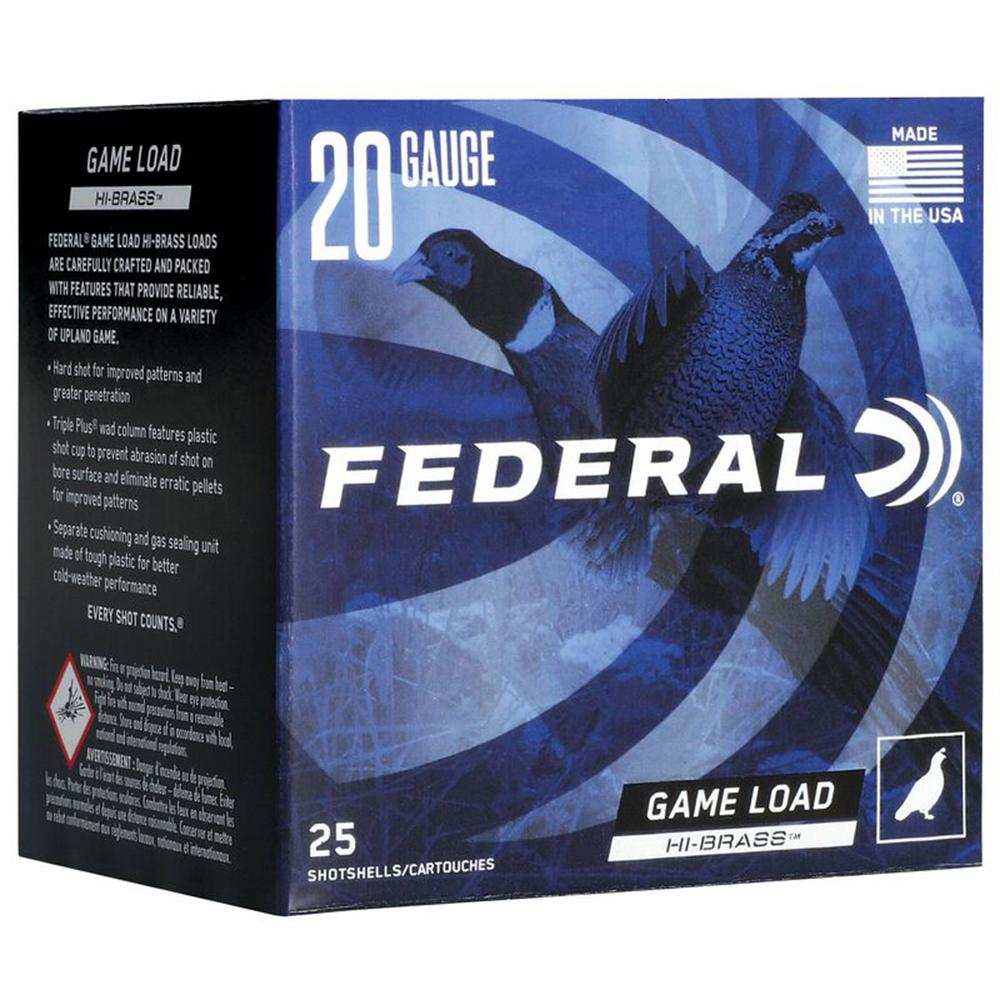Federal Game-Shok Upland Game Hi Brass Load Shotshells 20 ga 3″ 1-1/4 oz 1300 fps #6 25/ct