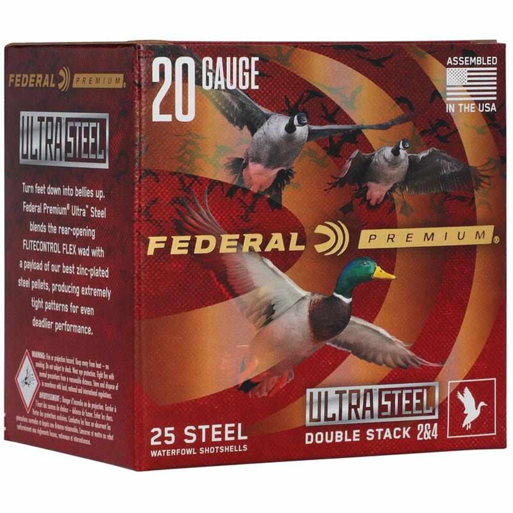 Federal Premium Ultra Steel Shotshells 20ga 3″ 1oz 1400 fps #2 & #4 10/ct