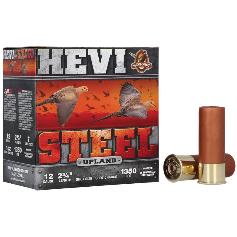 HEVI-Shot HEVI-Steel Upland Shotshells 12ga 2-3/4″ 1-1/8oz 1350 fps #3 25/ct