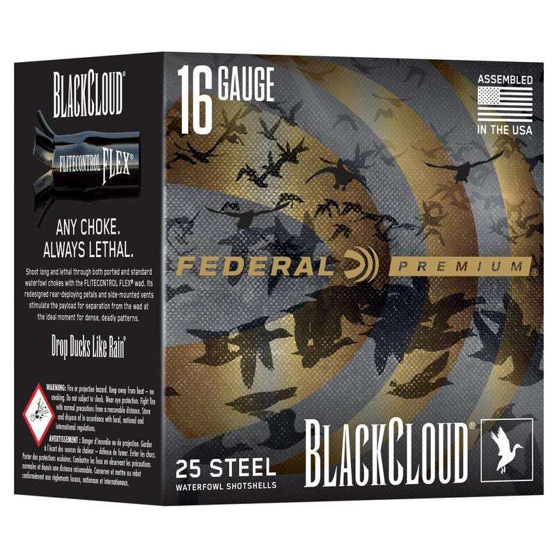 Federal Black Cloud Waterfowl Shotshells 16ga 2-3/4″ 7/8oz 1450fps #4 25/ct