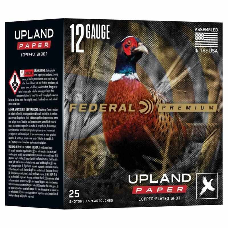 Federal Premium Upland Paper Shotshells 12ga 2-3/4″ 1-1/4oz 1330 fps #5 25/ct