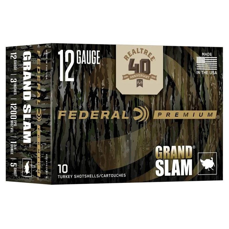 Federal Grand Slam Realtree 40th Anniversary Shotshells 12ga 3″ 1-3/4oz 1200 fps #5 10/ct