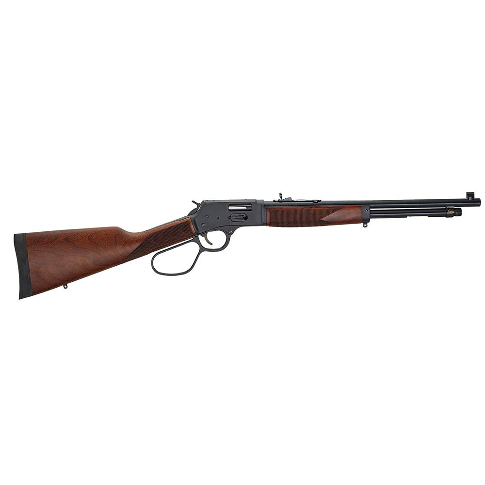 Henry Big Boy Steel w/Side Gate Rifle .44 Mag/.44 Spl 10rd Capacity 20″ Round Barrel Large Loop Lever Walnut Stock
