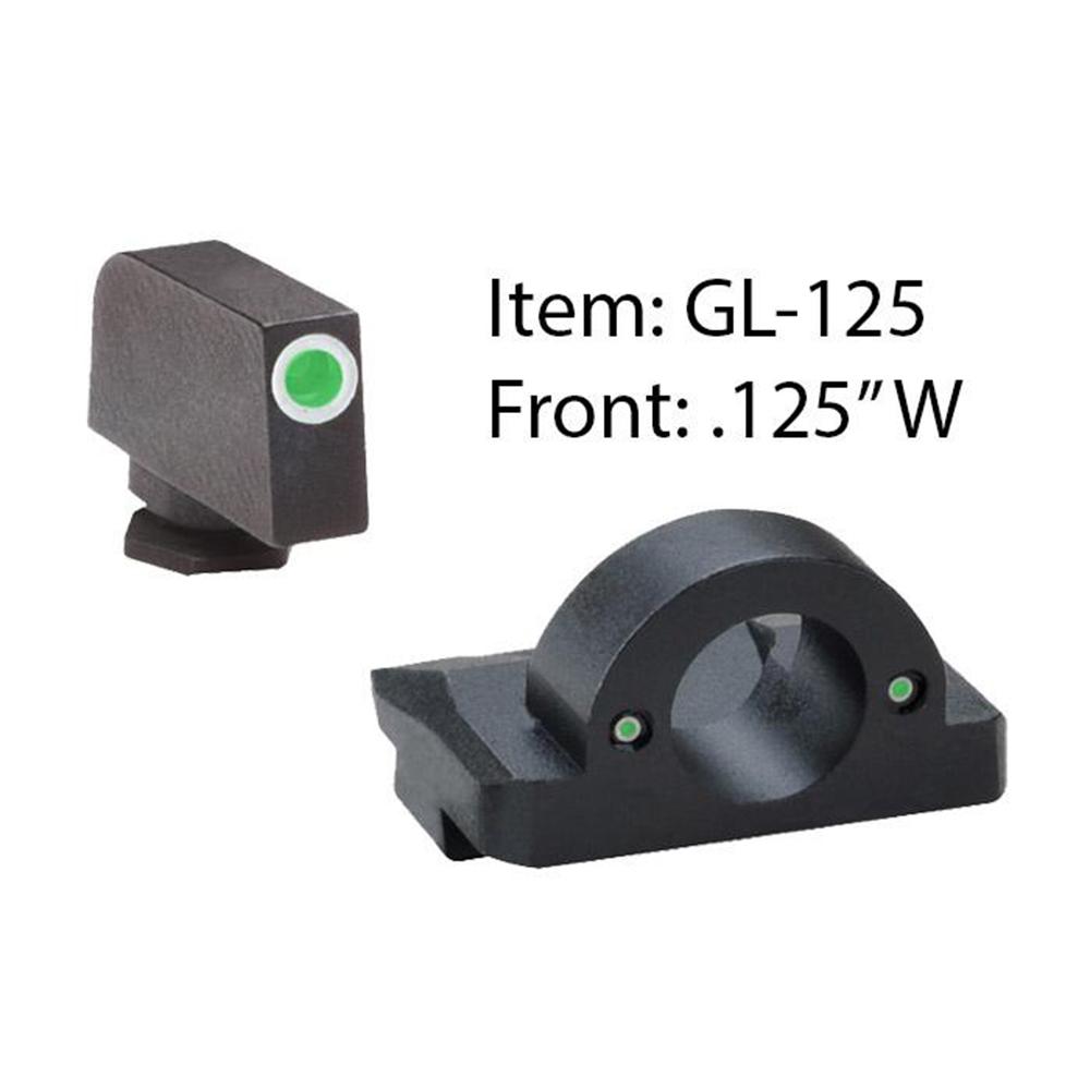 AmeriGlo Ghost Ring Night Sight Set For Select Glocks / Front Tritium – Green – Front Outline – White / Rear Tritium – Green