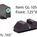 Ameriglo Tritium i-Dot Night Sight Set for Select Glocks – Front Tritium – Green / Front Outline – White / Rear Style – Green Square Notch