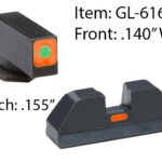 Ameriglo Glock CAP Sight Set For Glock 17 19 22 23 24 26 27 33 34 35 37 38 39 – Green Tritium Orange Sq Outline Front/Rear