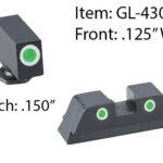 Ameriglo Classic 3 Dot Night Sight Set for Glock 42/43 / Front Tritium – Green / Front Outline – White / Rear Tritium – Green / Rear Outline – White