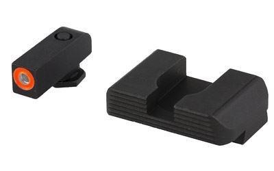 Ameriglo Glock Gen1-4 Hackathorn Sight for Glock 42-43 Green Tritium Orange Front – Black Serrated Rear