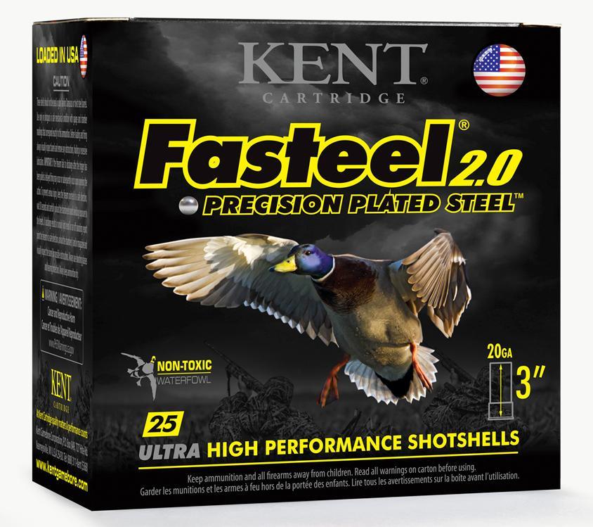 Kent Fasteel 2.0 Shotshells 20 ga 3″ 7/8oz 1550 fps #2 25/ct