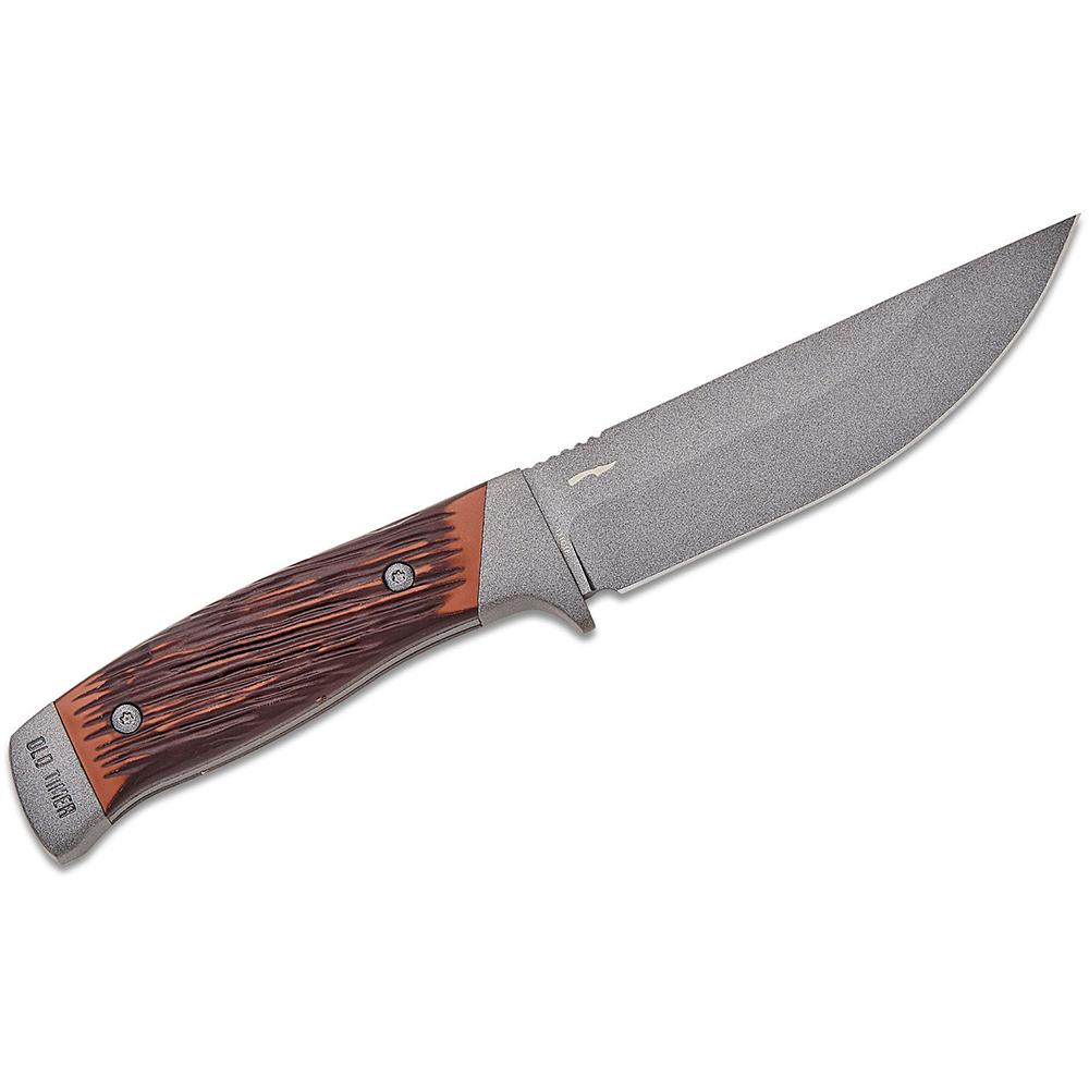 Old Timer Frontier Fixed Blade Knife 5″ Drop Point Blade Wood Box