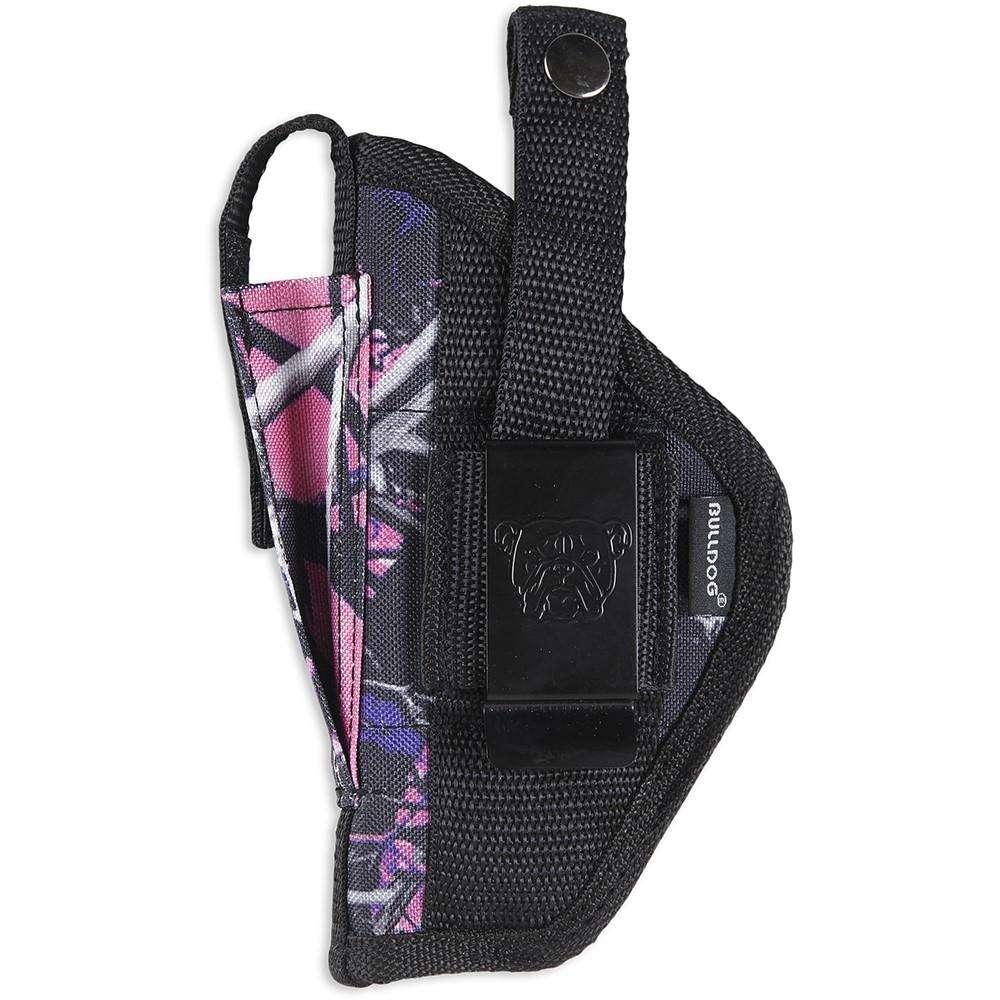 Bulldog Extreme Handgun Holster with Belt Loop and Clip for Compact Autos with 2.5-3.75″ Barrels Muddy Girl Pink Camo Ambi