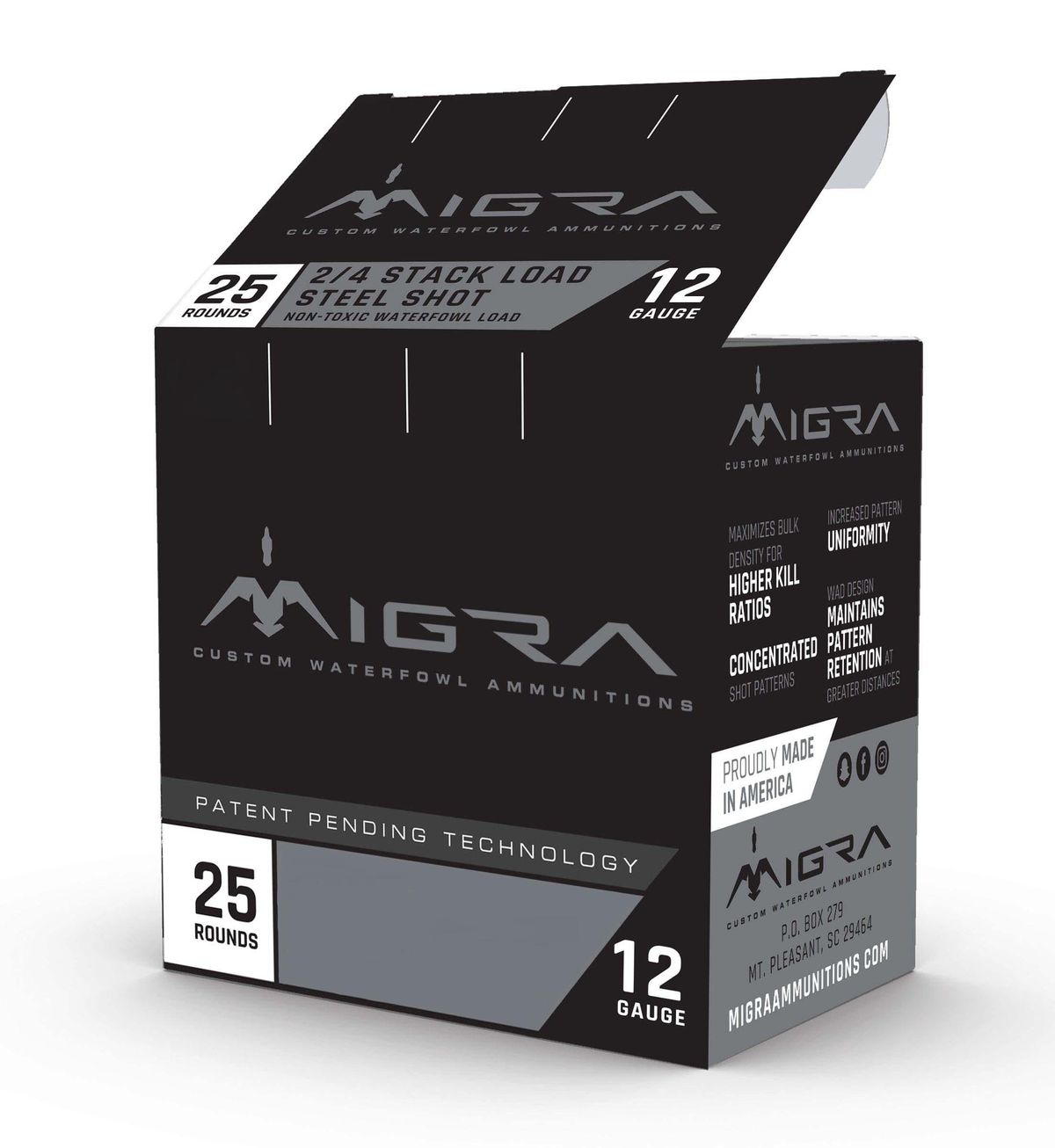 Migra Waterfowl Steel Shot Shotshells 12 ga 3″ 1-1/4 oz 1430 fps #4#6 25/ct