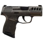 Sig Sauer P365 “Gold Bug” Handgun 9mm luger 10rd Magazines(2) 3.1″ Black Barrel Tactical Cut Distressed Grey Slide/Brown Grip Octagon Stippling