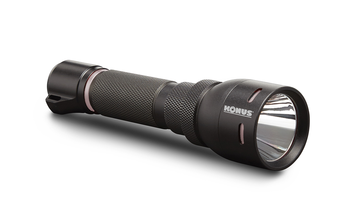 Konus Rechargeable Tactical Flashlight w Remote Switch / Mount Ring – 1000 Lumens