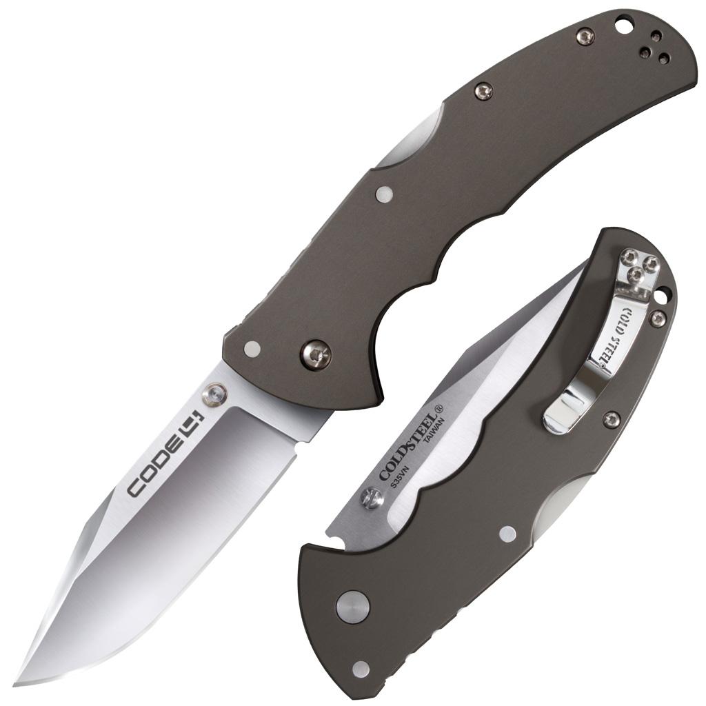 Cold Steel Code-4 Clip Point Lockback Knife  – 3-1/2″ Blade Satin