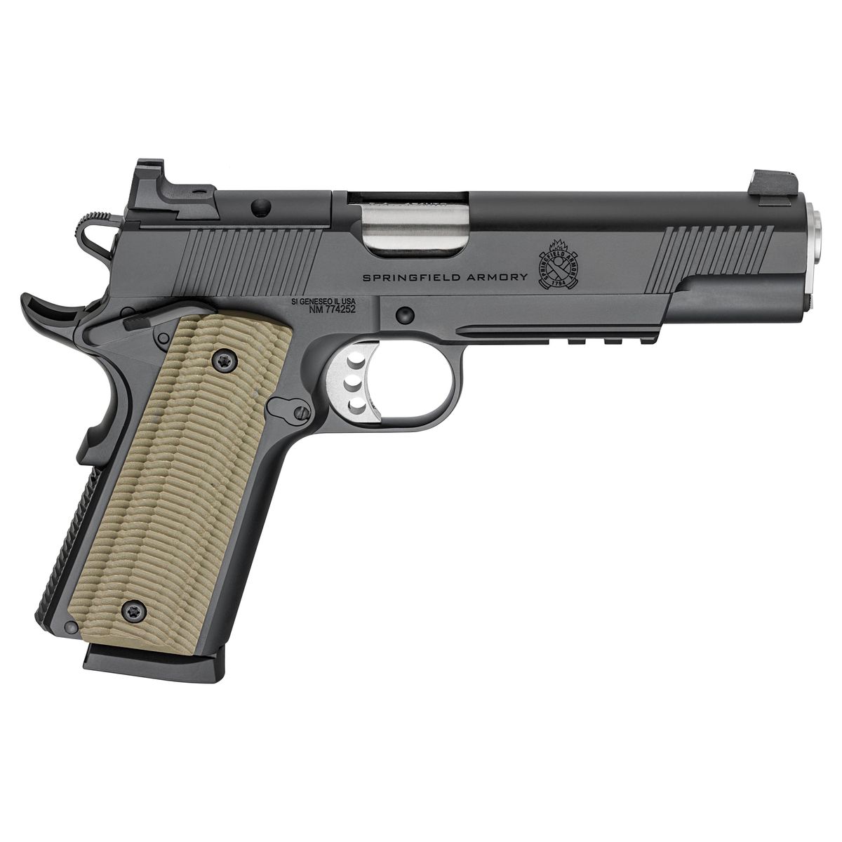 Springfield 1911 Operator AOS Handgun .45 ACP 8rd Magazine(2) 5” Barrel  Black Frame VZ Grips