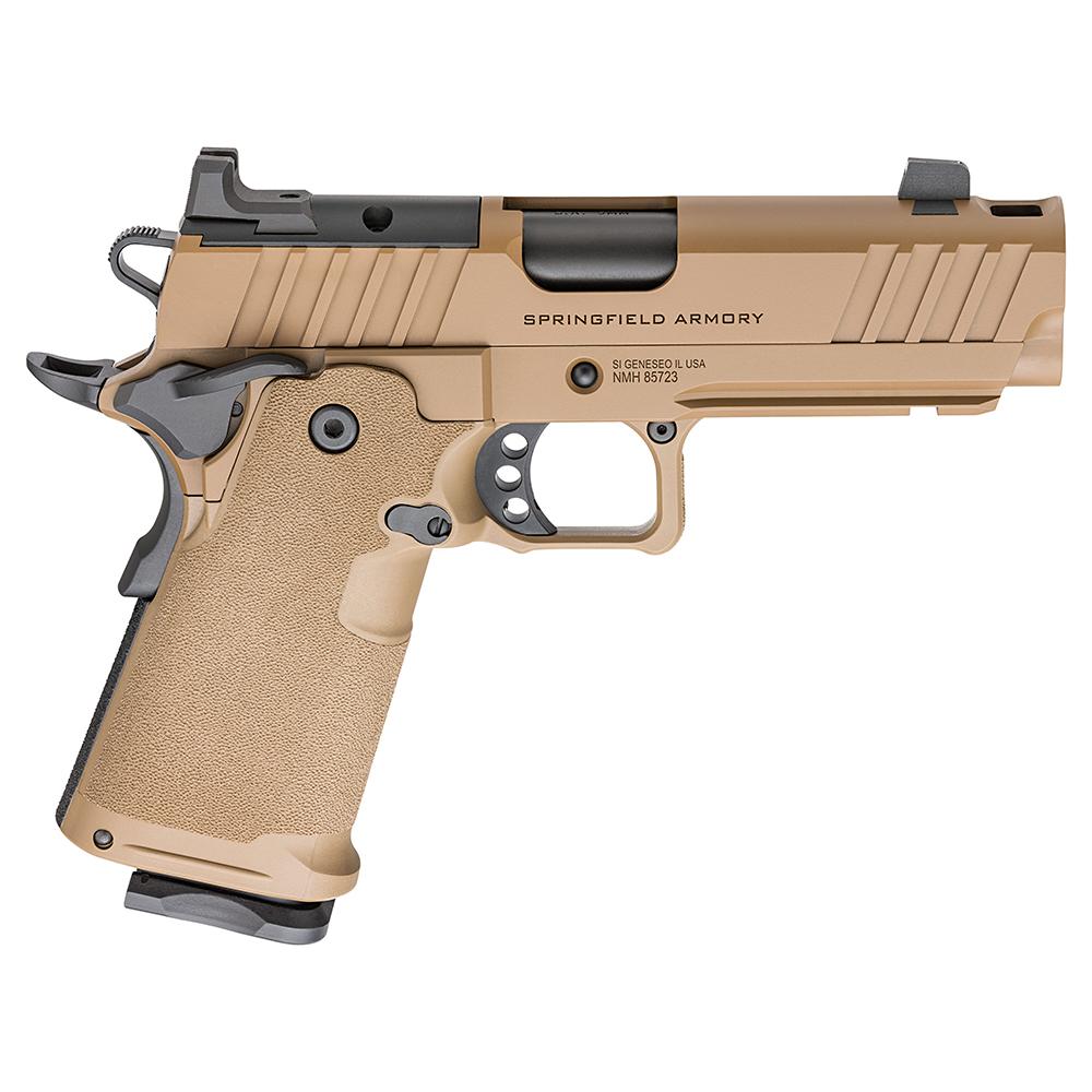 Springfield 1911 DS Prodigy Comp Handgun 9mm Luger 17(1) &20(1) Magazines 4.25″ Barrel Coyote Brown Optic Ready