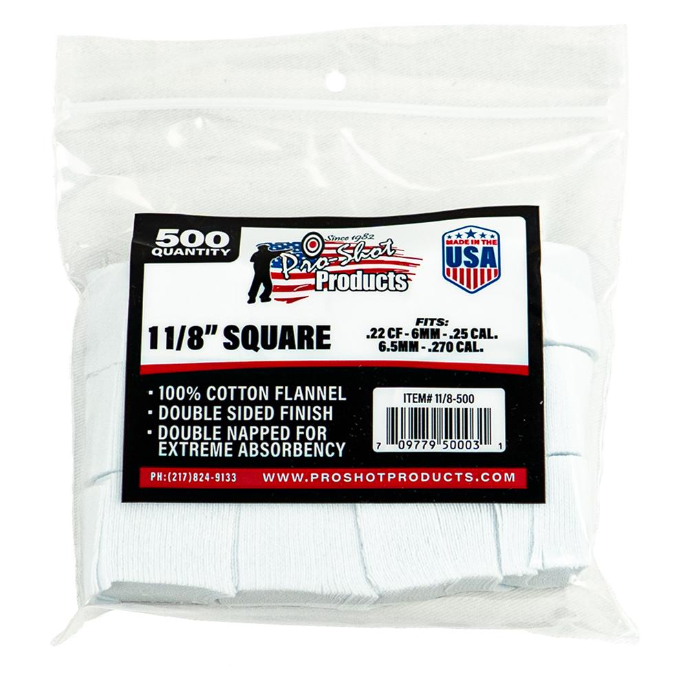Pro-Shot Cotton Cleaning Patches SQ 1-1/8″ .22/270 500/ct