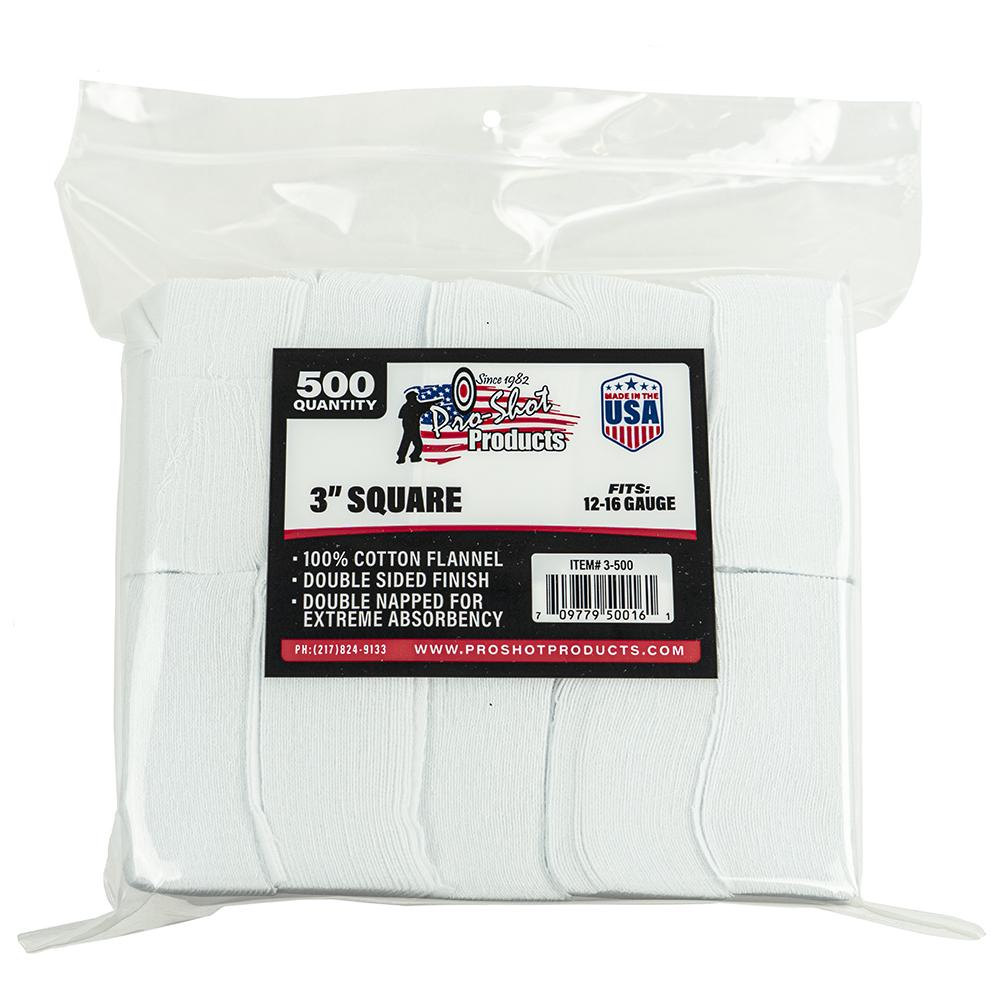 Pro-Shot 3″ Square 100% Cotton Patches 500/ct