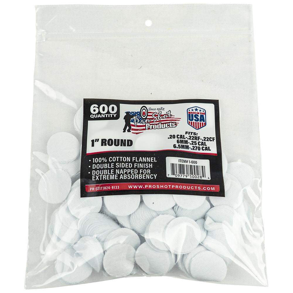 Pro-Shot 1″ Round 100% Cotton Patches 600/ct