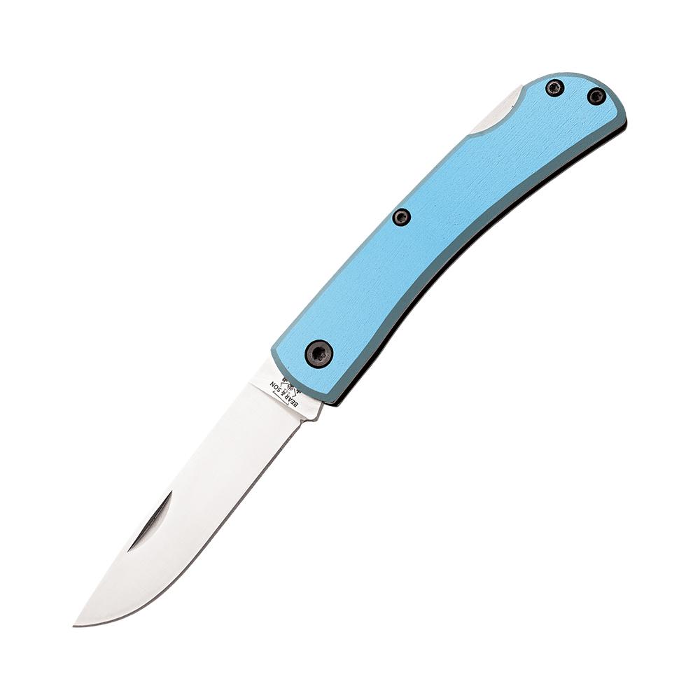 Bear & Son Locking Farmhand Folding Knife 2-3/4″ Drop Point Blade Blue with Clip