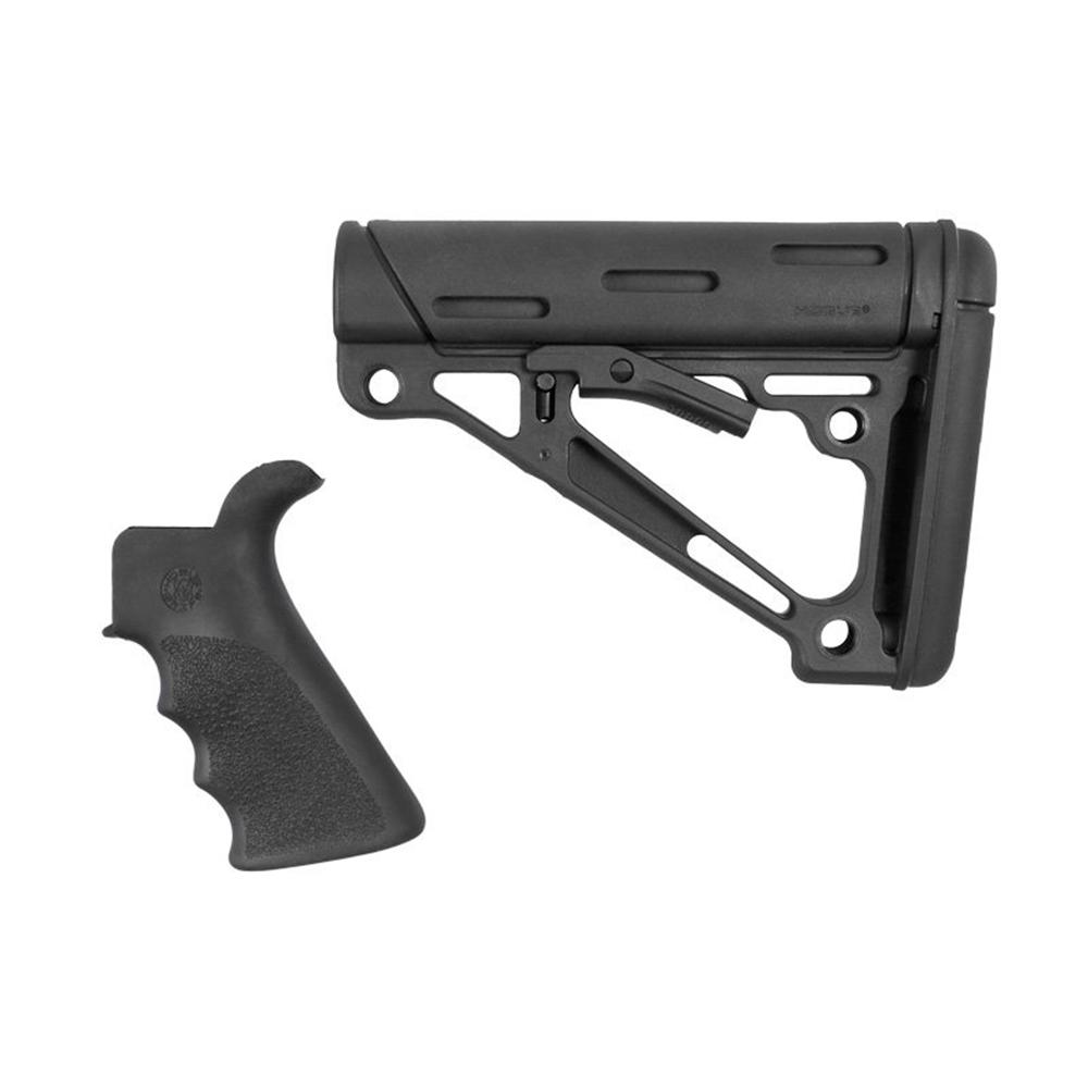 Hogue AR-15/M-16 Kit – Finger Groove Beavertail Grip & Over-Molded Collapsible Buttstock – Fits Commercial Buffer Tube Black