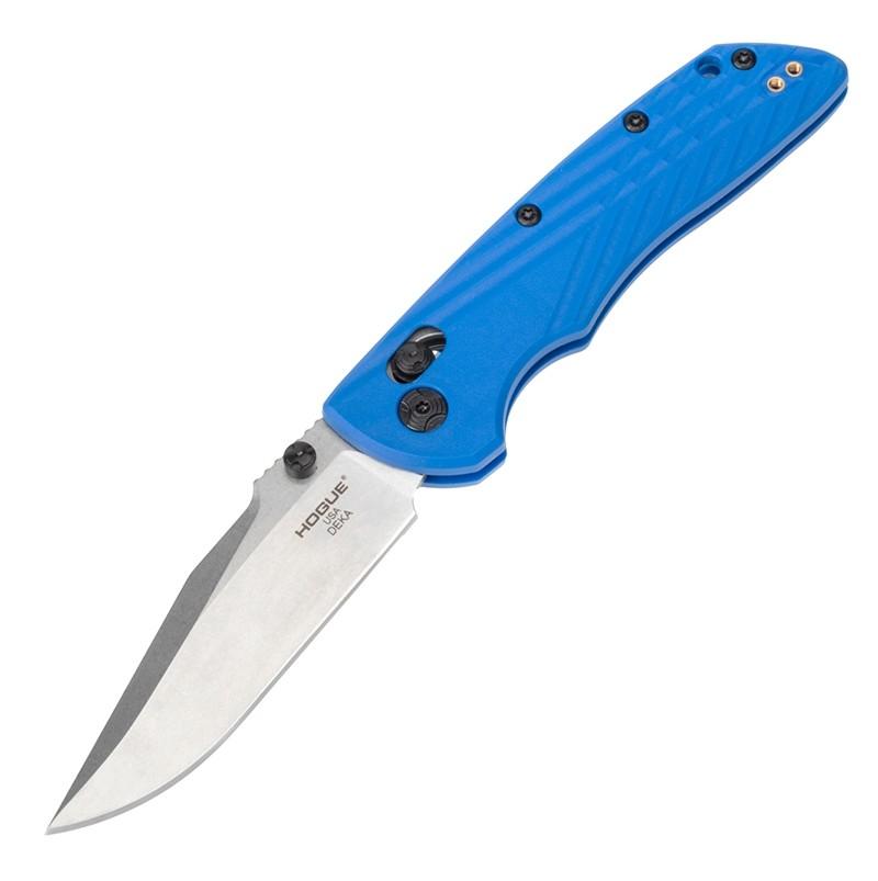 Hogue Deka Manual Folder Knife 3 1/4″ Clip Point Blade Blue and Silver