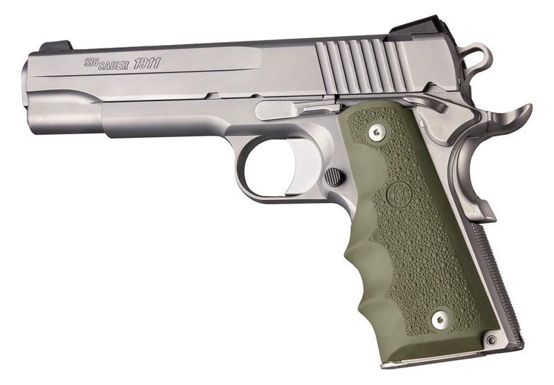 Hogue 1911 Govt. Model Grip with Finger Grooves – OD Green Rubber