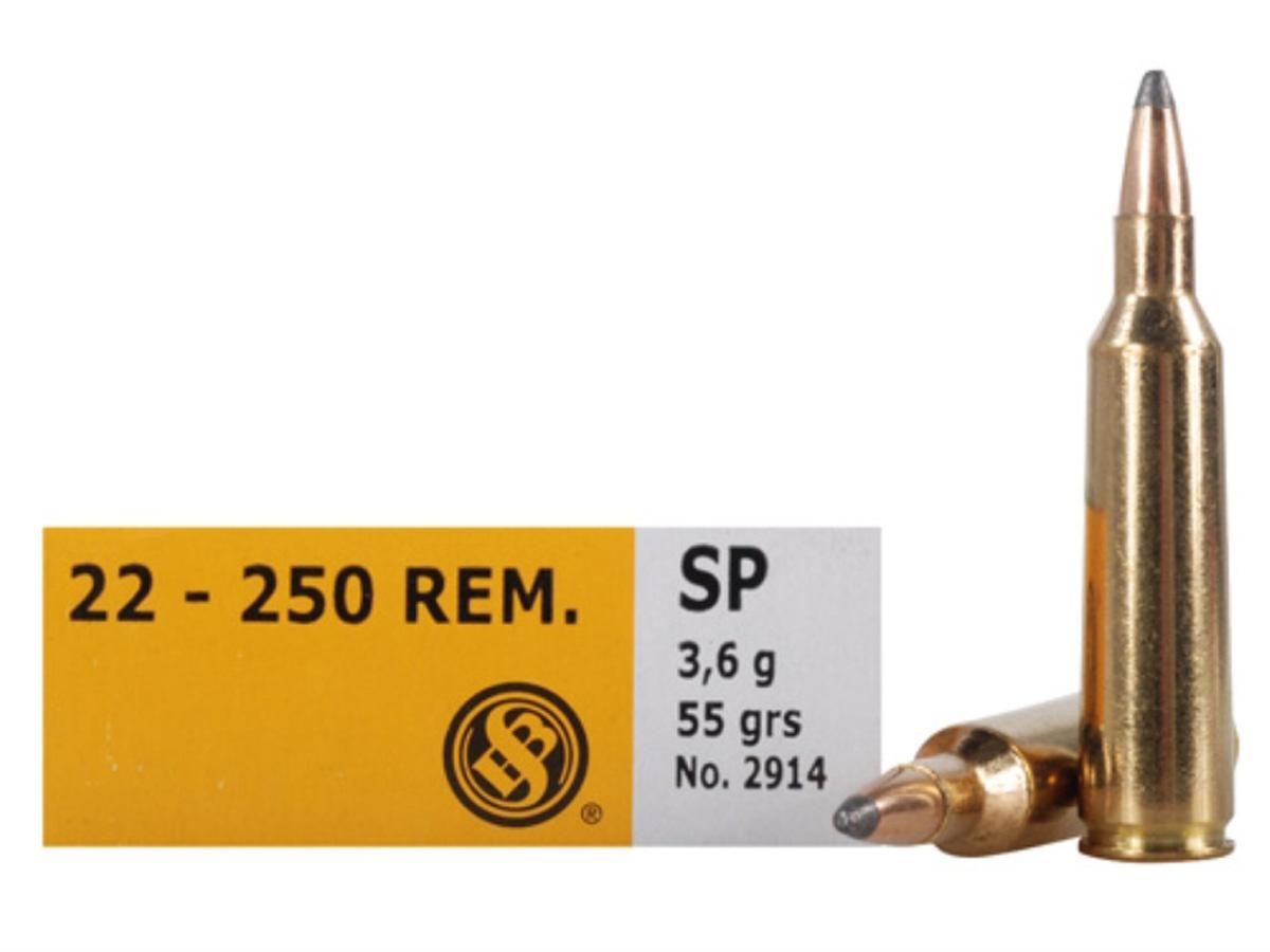 Sellier & Bellot Rifle Ammunition .22-250 Rem 55 gr SP  – 20/box