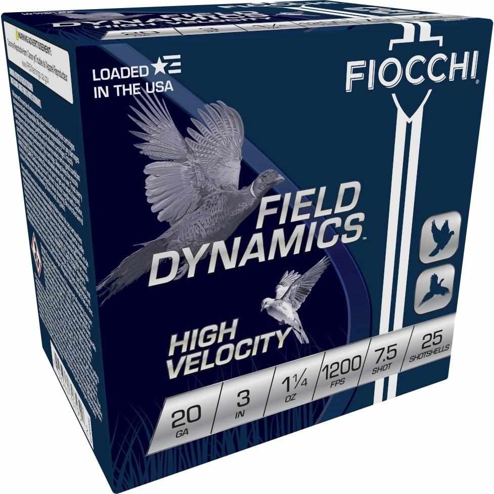 Fiocchi Field Dynamics Shotshells 20 ga 3″ 1-1/4oz 1200fps #7.5 25/ct