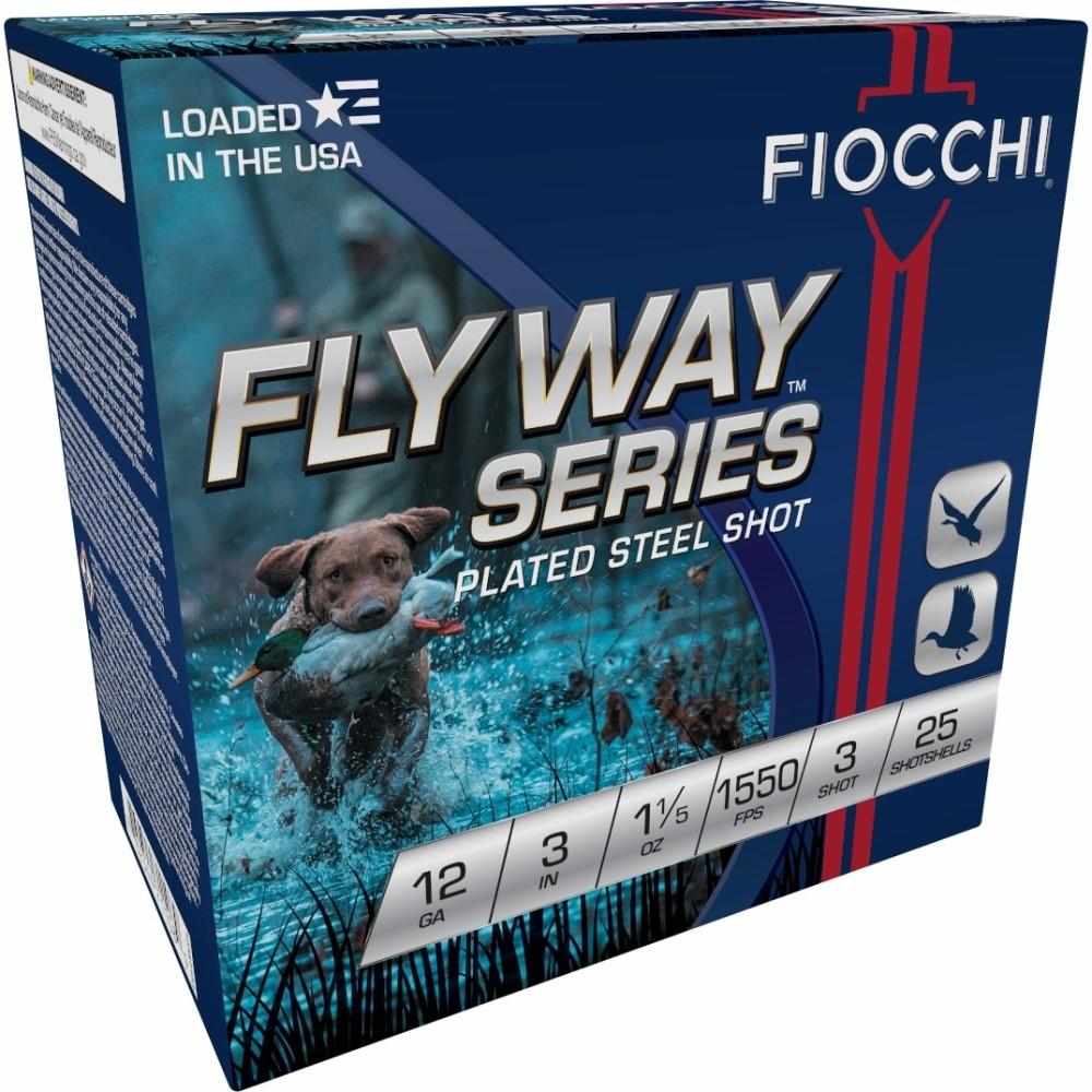 Fiocchi Flyway Steel Shotshells 12ga 3″ 1-1/5oz 1550fps #3 25/ct