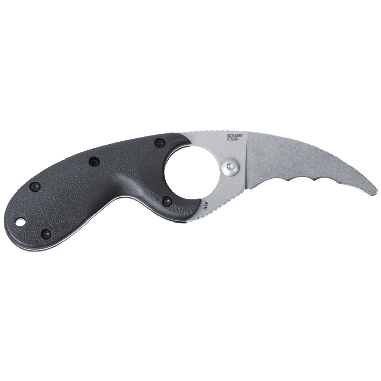 CRKT Bear Claw Fixed Blade Knife 2-2/5″ Veff Serrated Hawksbill Blade Black