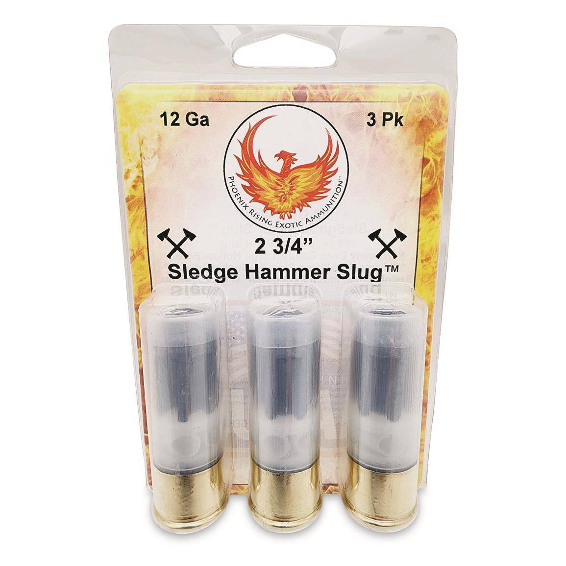 Phoenix Rising Sledge Hammer – Large HP Slug Shotshell 12ga 2-3/4″ 685gr Slug 3/ct