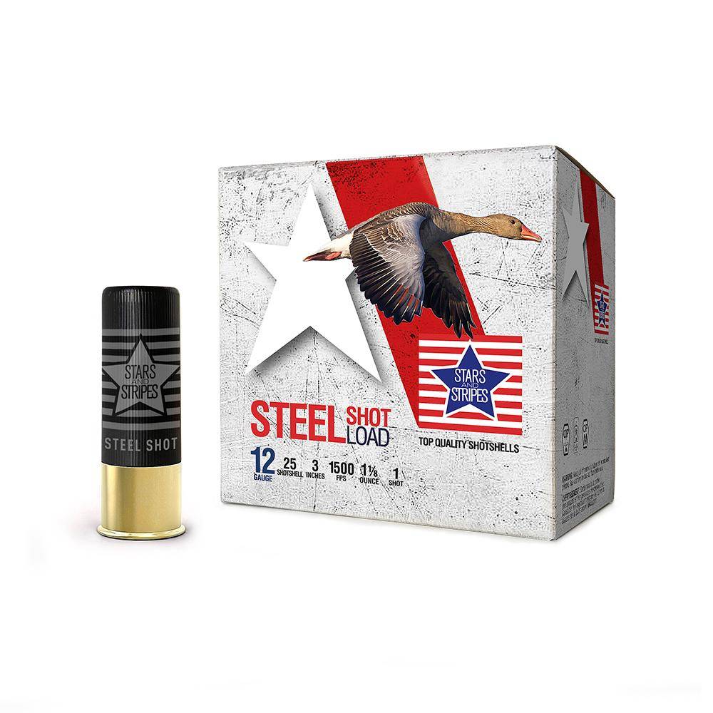 PPU Stars & Stripes Steel Shotshell 12ga 3”  1-1/8 oz 1500 fps #1 25/ct