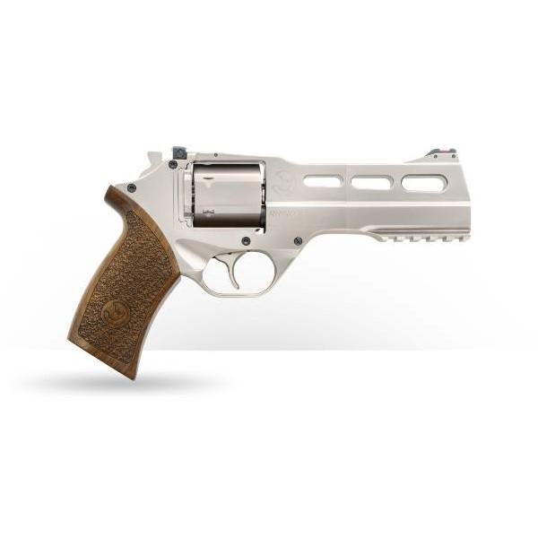 Chiappa Rhino Revolver 50SAR Handgun 357 Mag 6rd Capacity 5″ Barrel Silver with Brown Grip CA Compliant