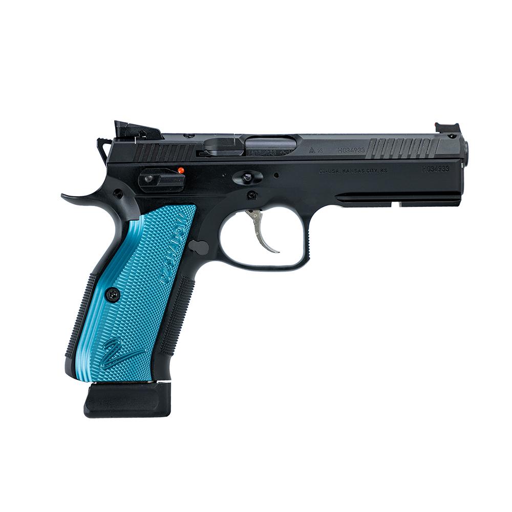 CZ Shadow 2 Optic Ready Handgun 9mm Luger 19rd Magazine 4.7″ Barrel Black Frame Blue Grips